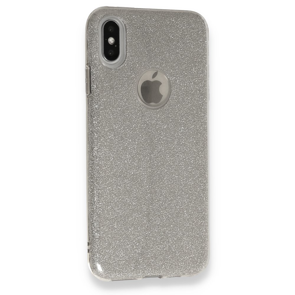  iPhone XS Max Kılıf Simli Katmanlı Silikon - Gümüş