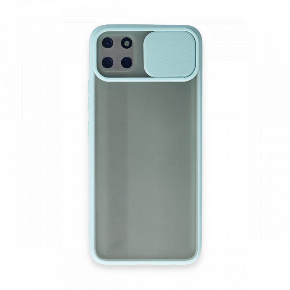Realme C11 Kılıf Palm Buzlu Kamera Sürgülü Silikon - Turkuaz  Realme C11 Kılıf Palm Buzlu Kamera Sürgülü Silikon - Turkuaz
