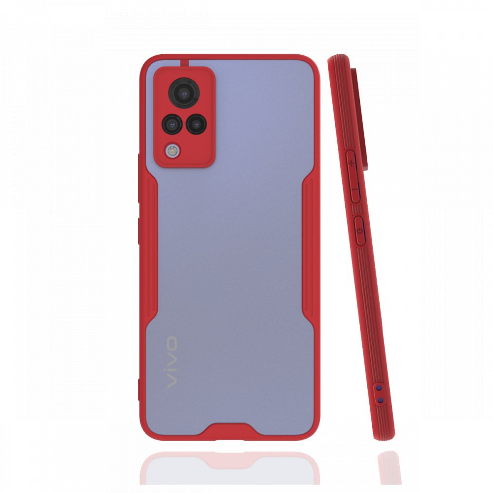  Vivo V21 Kılıf Platin Silikon - Kırmızı