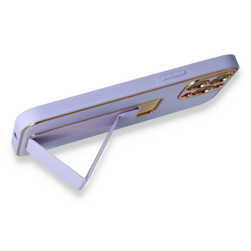 iPhone 13 Pro Kılıf Coco Deri Standlı Kapak - Lila iPhone 13 Pro Kılıf Coco Deri Standlı Kapak - Lila