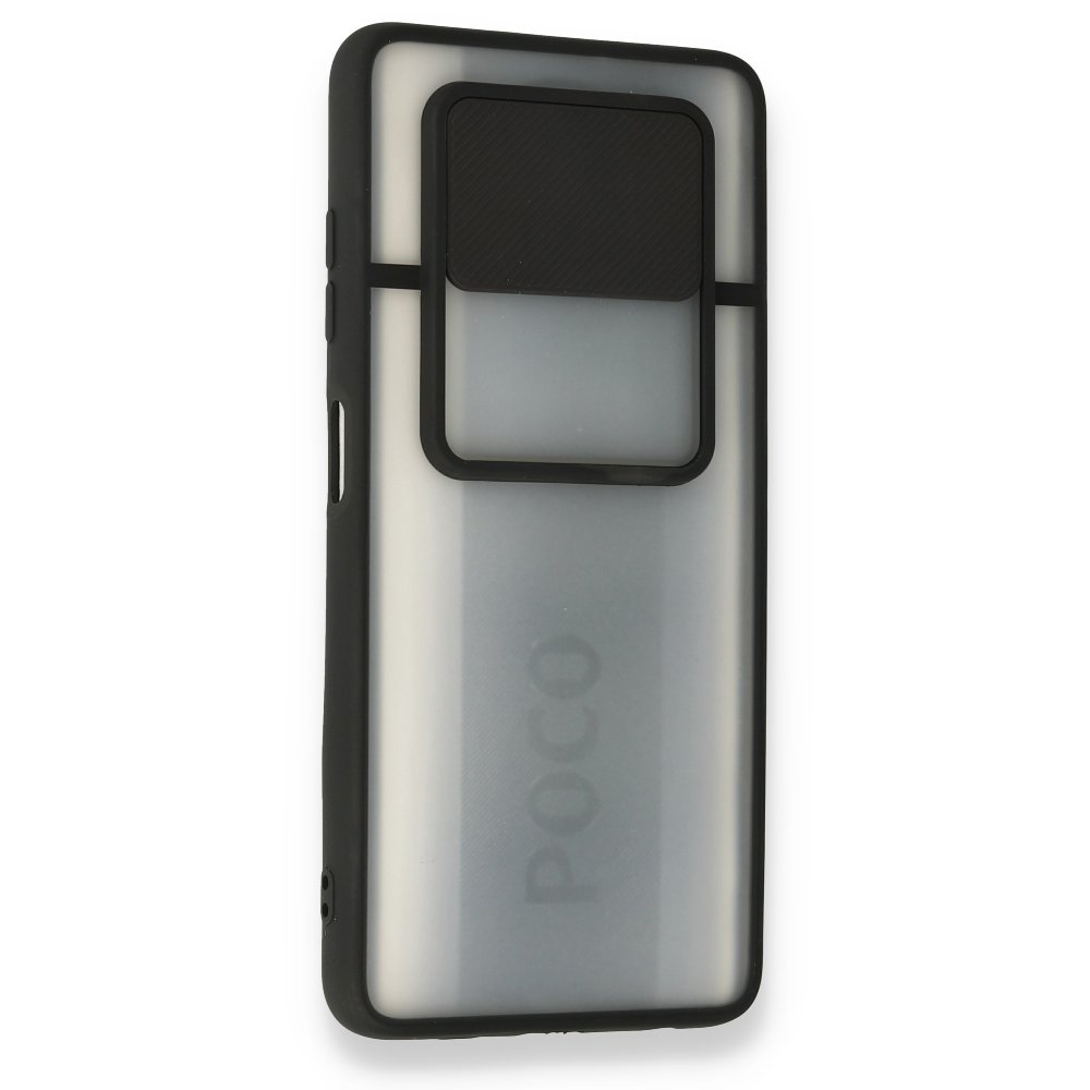 Xiaomi Pocophone X3 Kılıf Palm Buzlu Kamera Sürgülü Silikon - Siyah Xiaomi Pocophone X3 Kılıf Palm Buzlu Kamera Sürgülü Silikon - Siyah