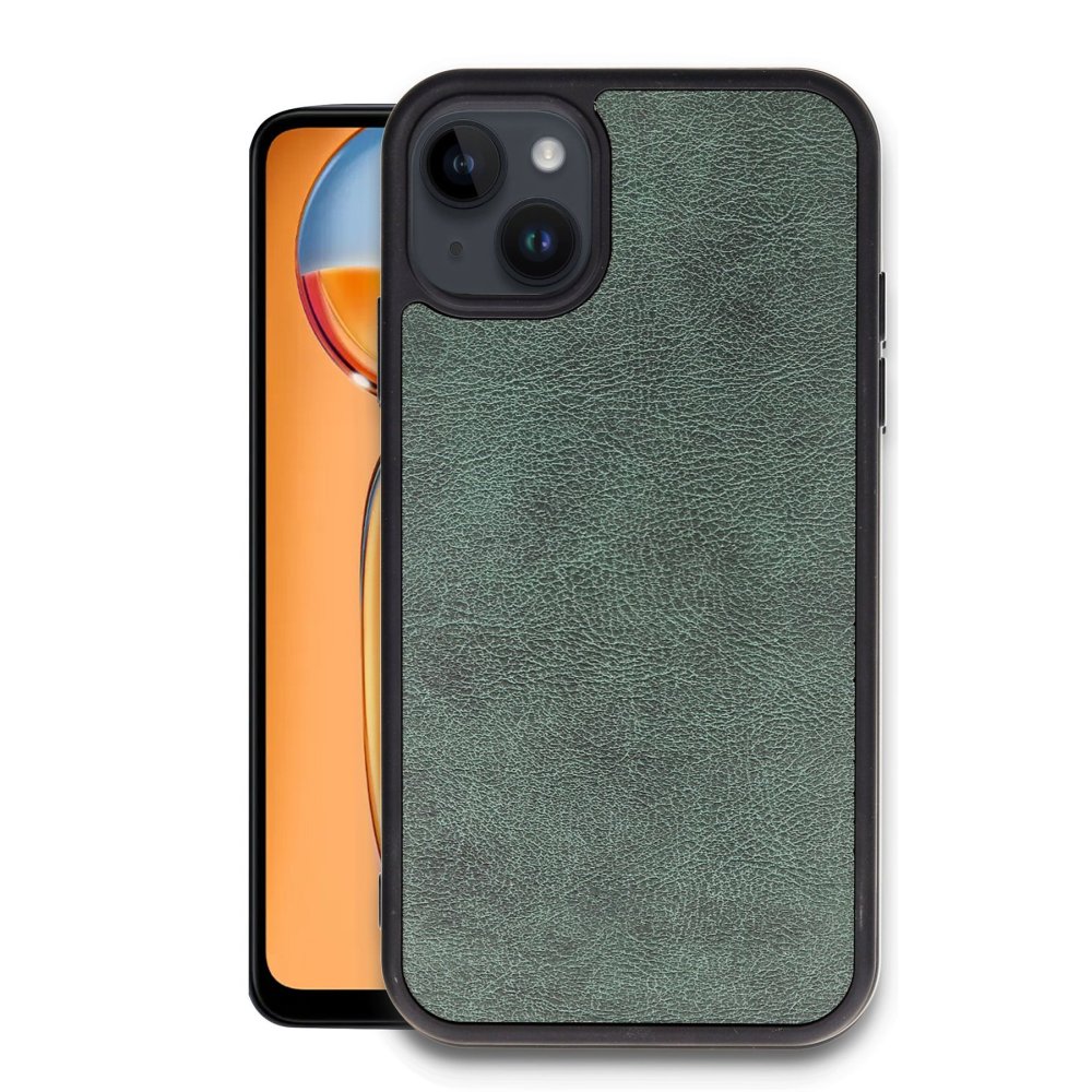  iPhone 15 Kılıf Aras Deri Kapak - Koyu Yeşil