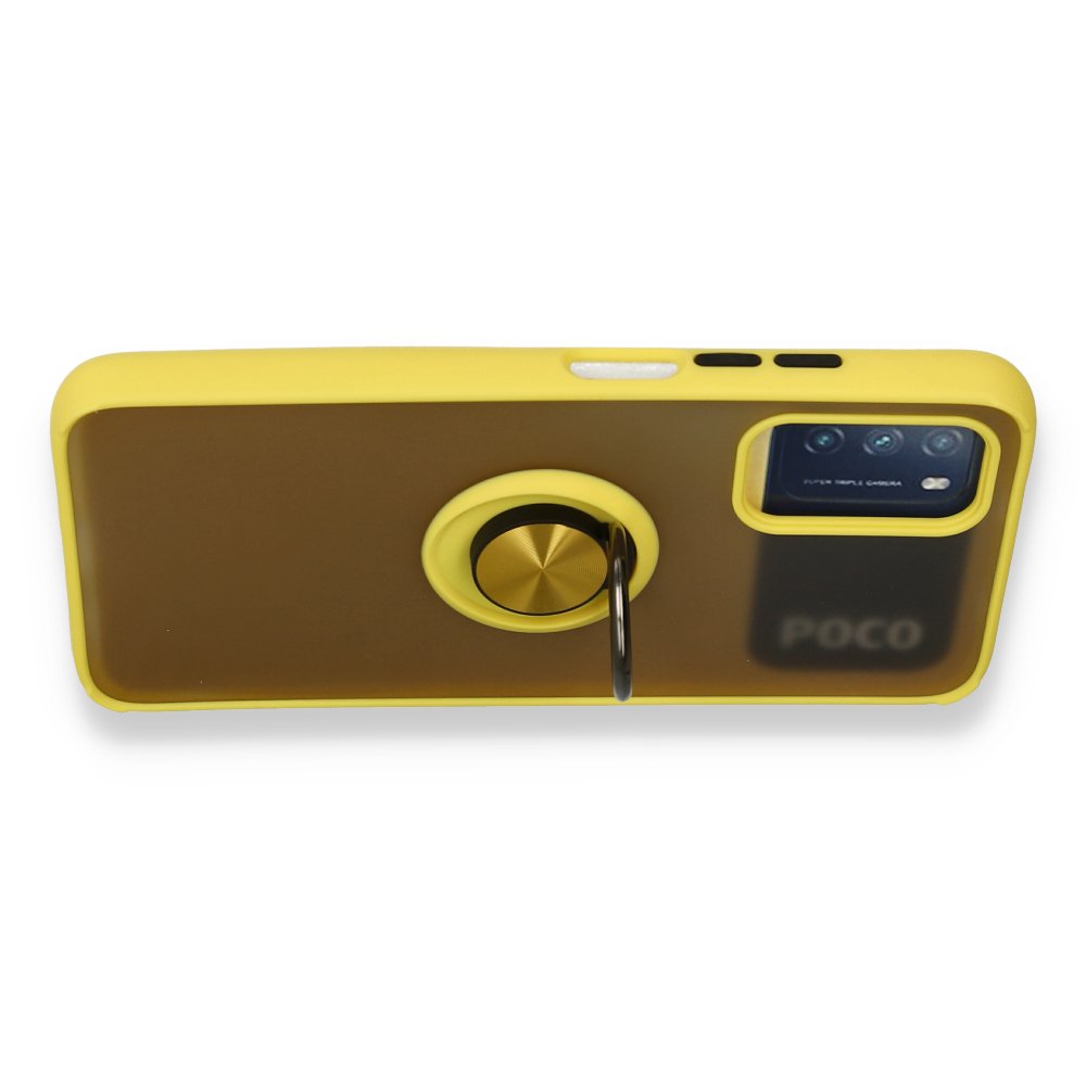 Redmi 9T Kılıf Montreal Yüzüklü Silikon Kapak - Sarı