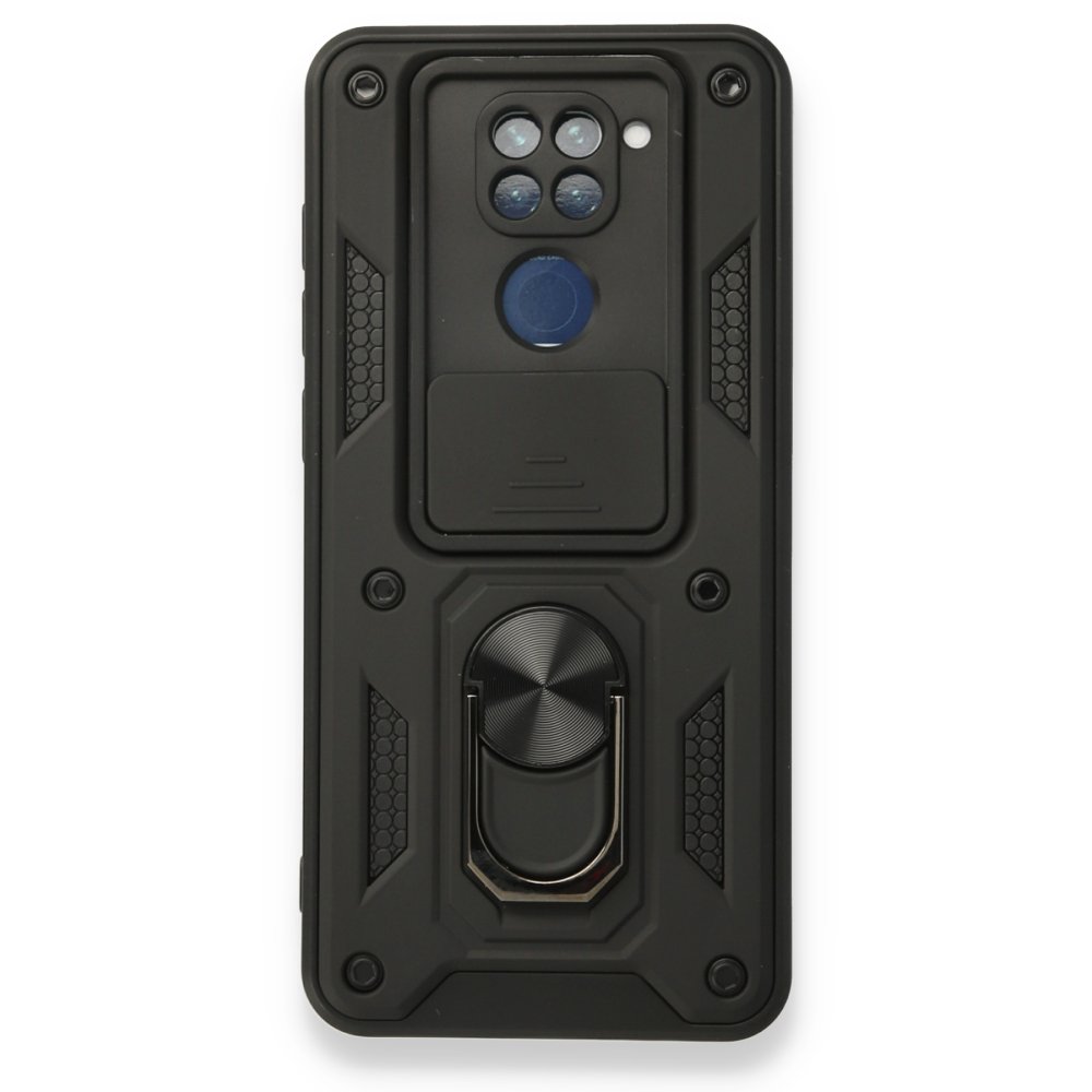 Redmi Note 9 Kılıf Pars Lens Yüzüklü Silikon - Siyah