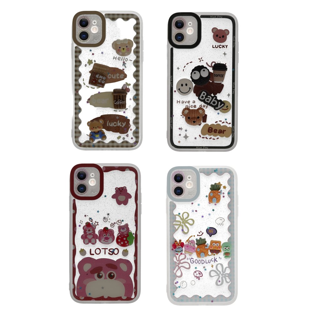  iPhone 11 Kılıf Sweet Desenli Silikon Kapak - Pembe