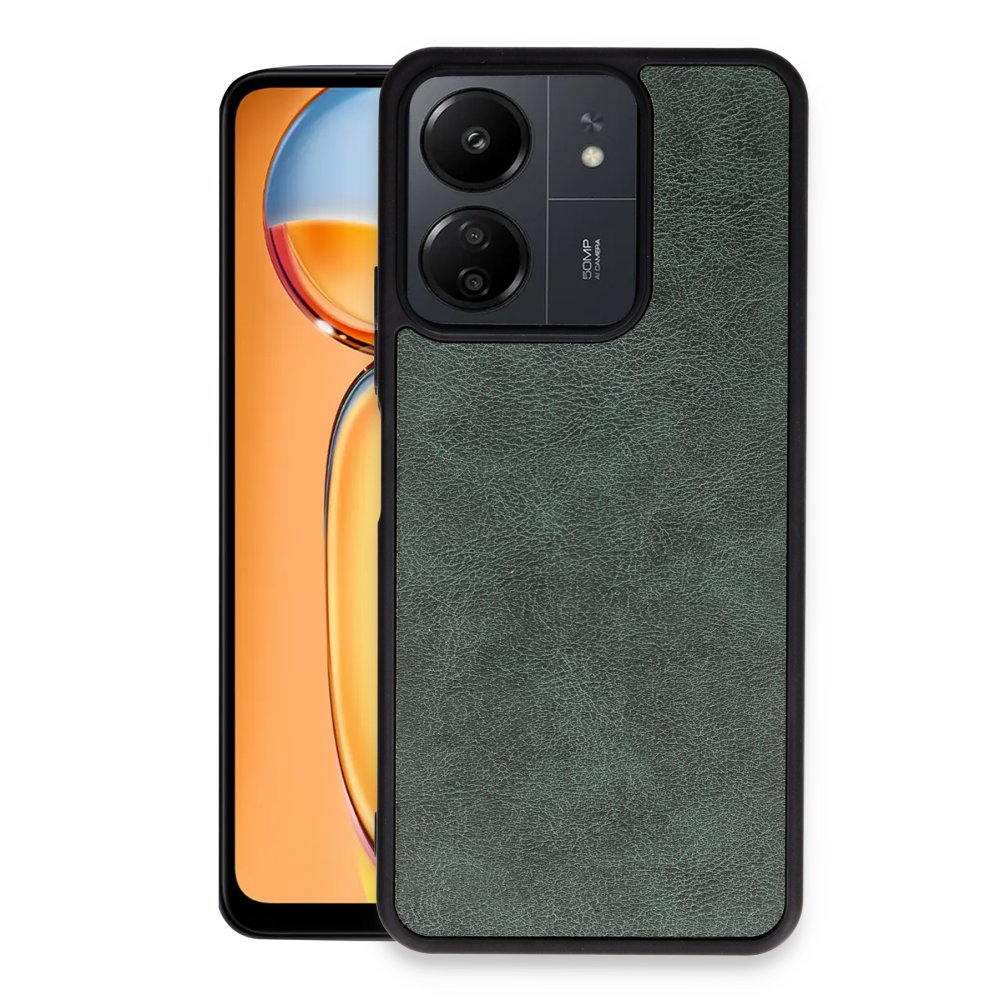  Xiaomi Poco C65 Kılıf Aras Deri Kapak - Koyu Yeşil