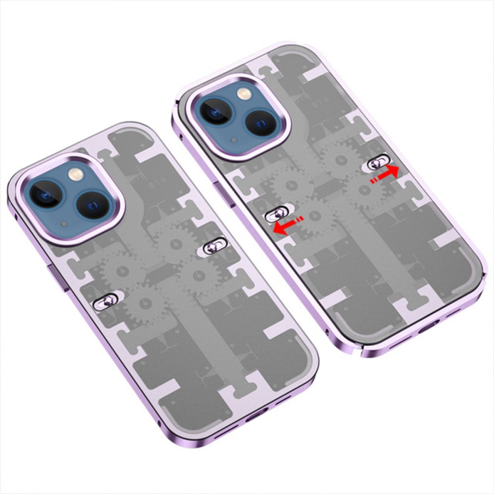  iPhone 14 Kılıf Mekanik Bumper Kapak - Derin Mor