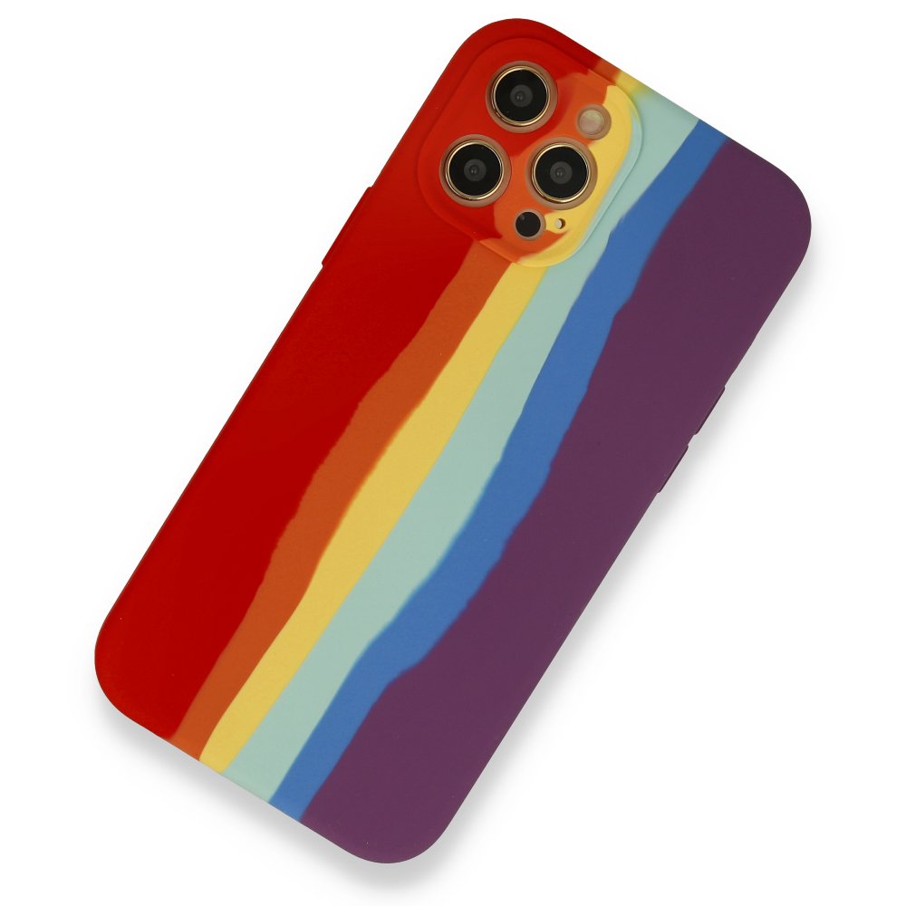  iPhone 12 Pro Max Kılıf Ebruli Lansman Silikon - Kırmızı-Mor