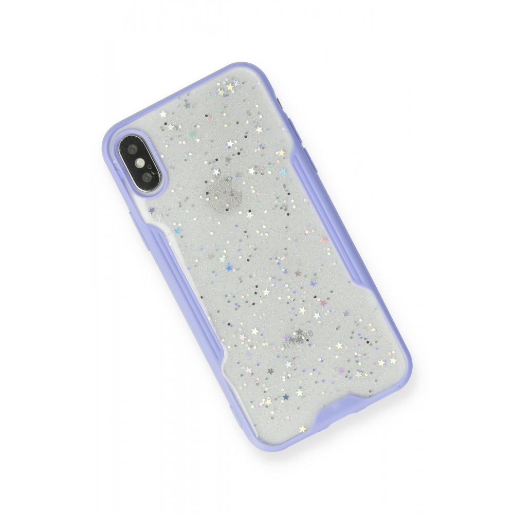 iPhone XS Kılıf Platin Simli Silikon - Lila iPhone XS Kılıf Platin Simli Silikon - Lila
