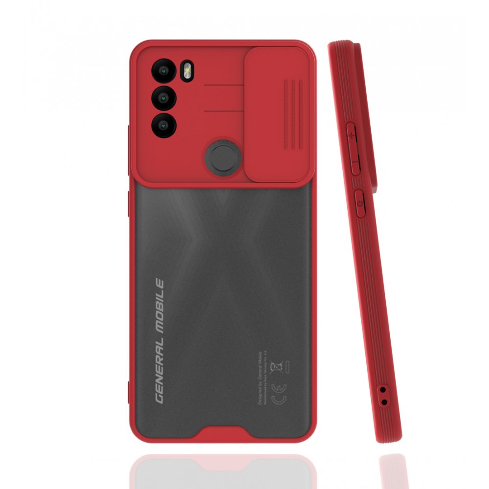  General Mobile GM 21 Plus Kılıf Platin Kamera Koruma Silikon - Kırmızı