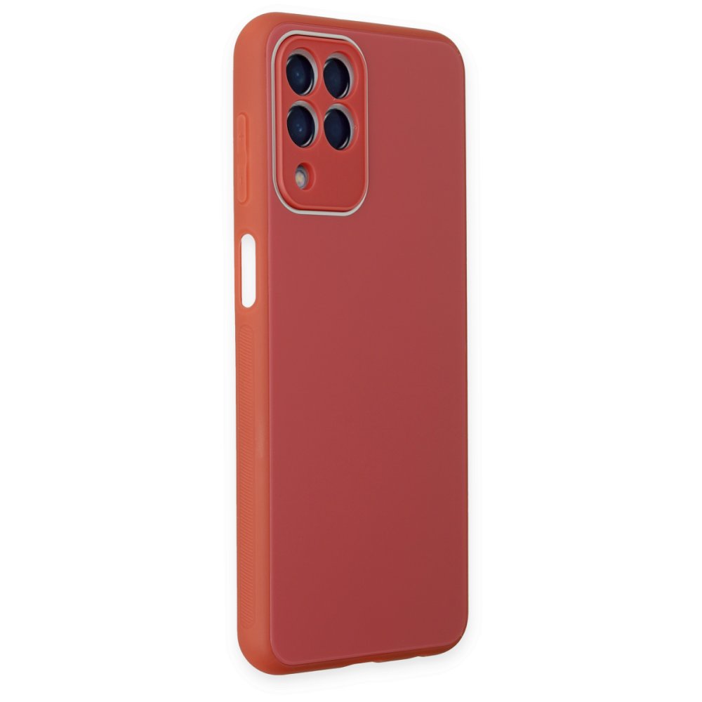  Samsung Galaxy M33 Kılıf Glass Kapak - Bordo