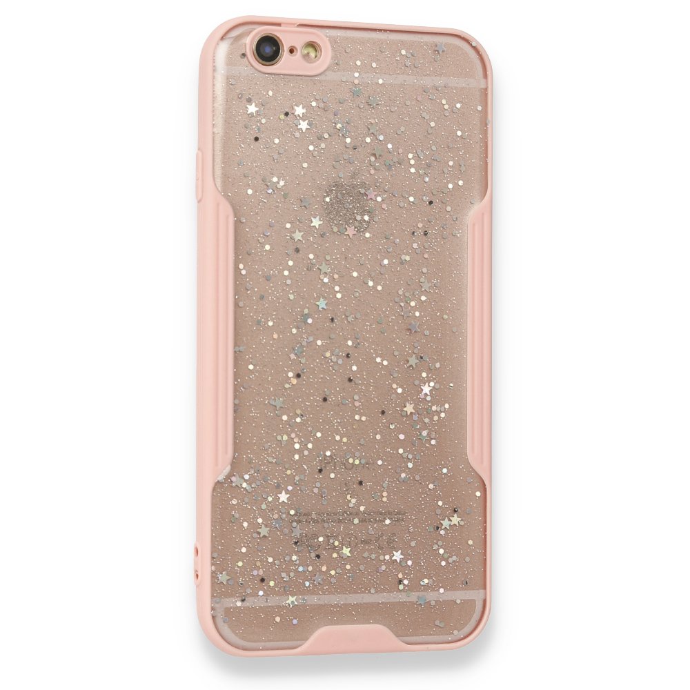 iPhone 6 Kılıf Platin Simli Silikon - Pembe  iPhone 6 Kılıf Platin Simli Silikon - Pembe