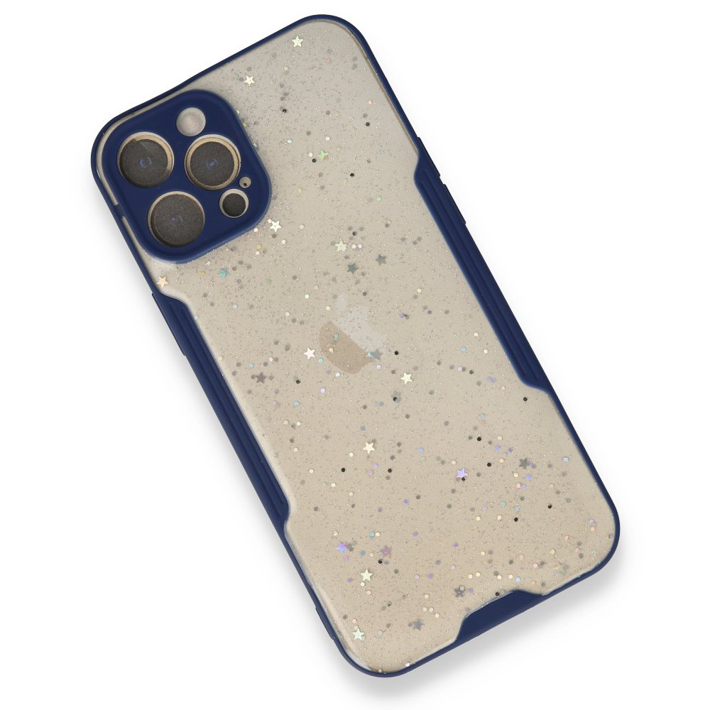  iPhone 12 Pro Max Kılıf Platin Simli Silikon - Lacivert