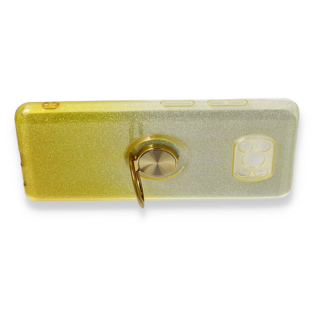 Xiaomi Pocophone X3 Kılıf Simli Yüzüklü Silikon - Sarı  Xiaomi Pocophone X3 Kılıf Simli Yüzüklü Silikon - Sarı