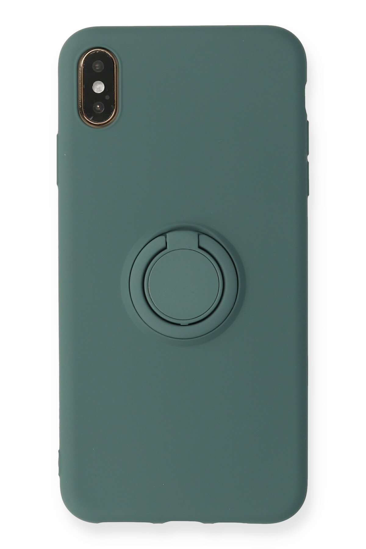 iPhone XS Max Kılıf Viktor Yüzüklü Silikon - Koyu Yeşil
