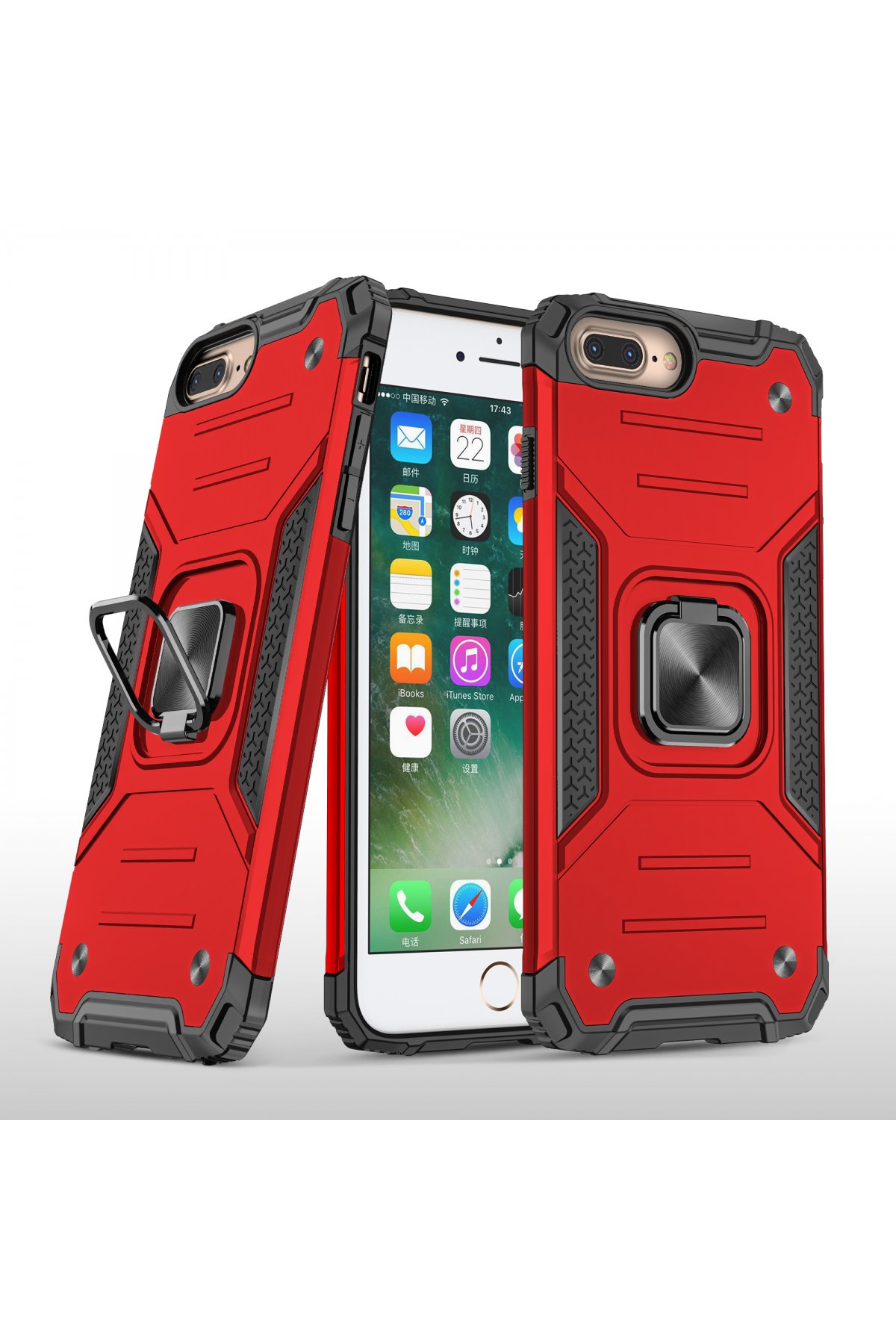 iPhone 8 Plus Kılıf Zegna Yüzüklü Silikon Kapak - Kırmızı iPhone 8 Plus Kılıf Zegna Yüzüklü Silikon Kapak - Kırmızı