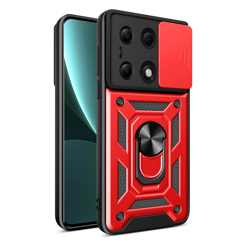 Redmi Note 13 Pro 4G Kılıf Pars Lens Yüzüklü Silikon - Kırmızı