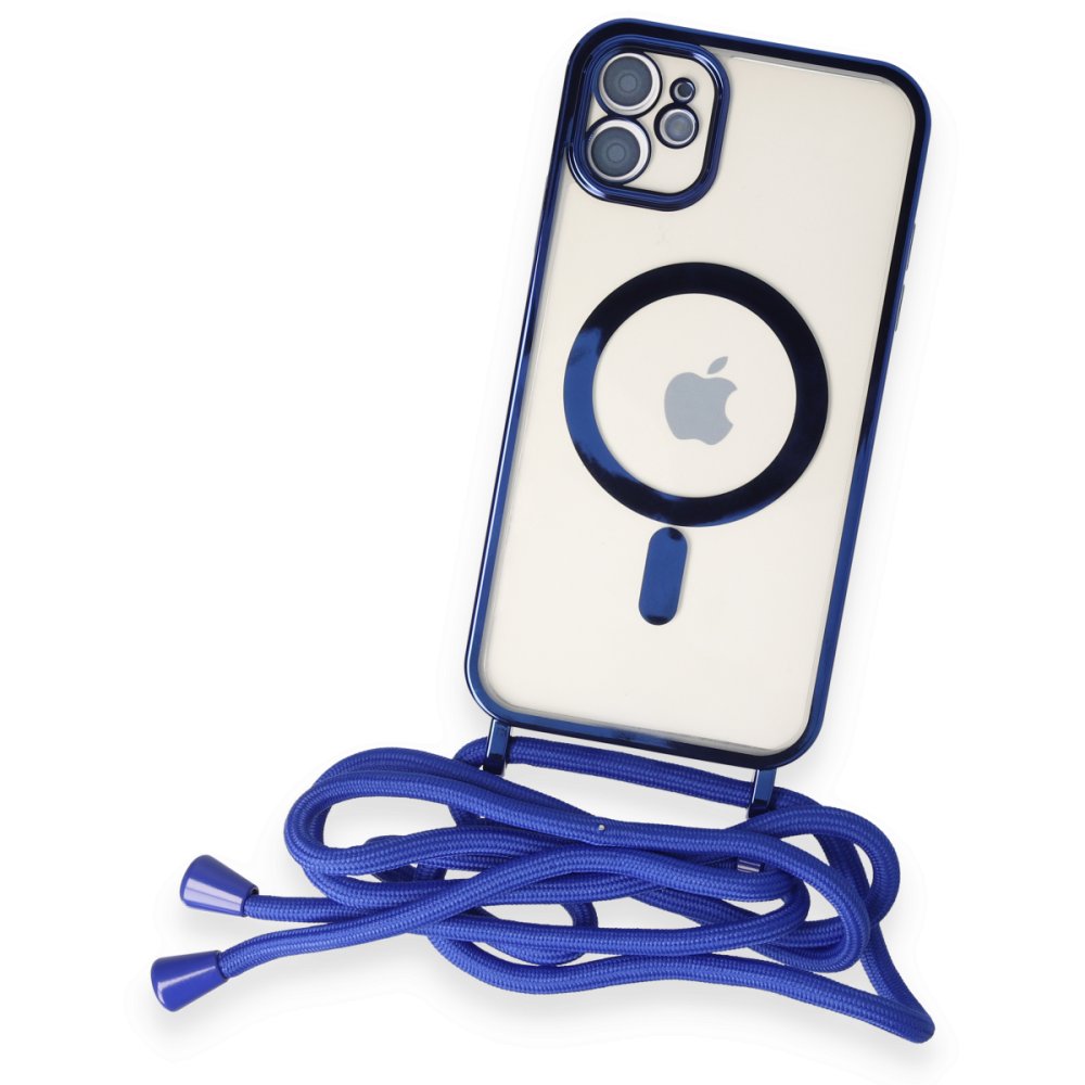 iPhone 12 Kılıf Divo Lazer Askılı Magsafe Kapak - Mavi iPhone 12 Kılıf Divo Lazer Askılı Magsafe Kapak - Mavi