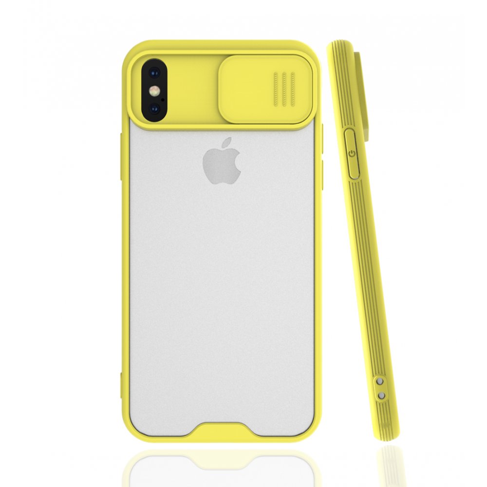 iPhone XS Kılıf Platin Kamera Koruma Silikon - Sarı  iPhone XS Kılıf Platin Kamera Koruma Silikon - Sarı