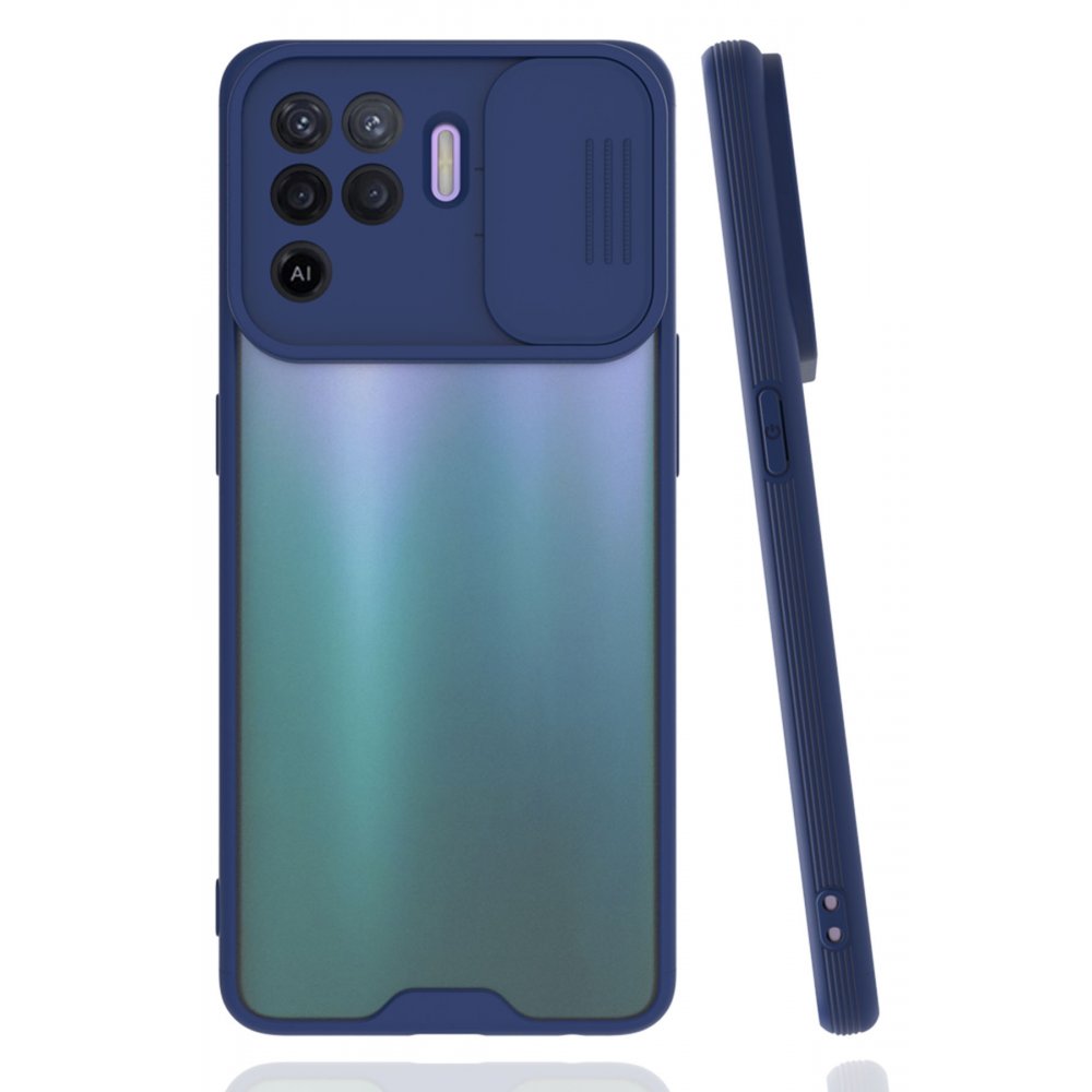  Oppo Reno 5 Lite Kılıf Platin Kamera Koruma Silikon - Lacivert