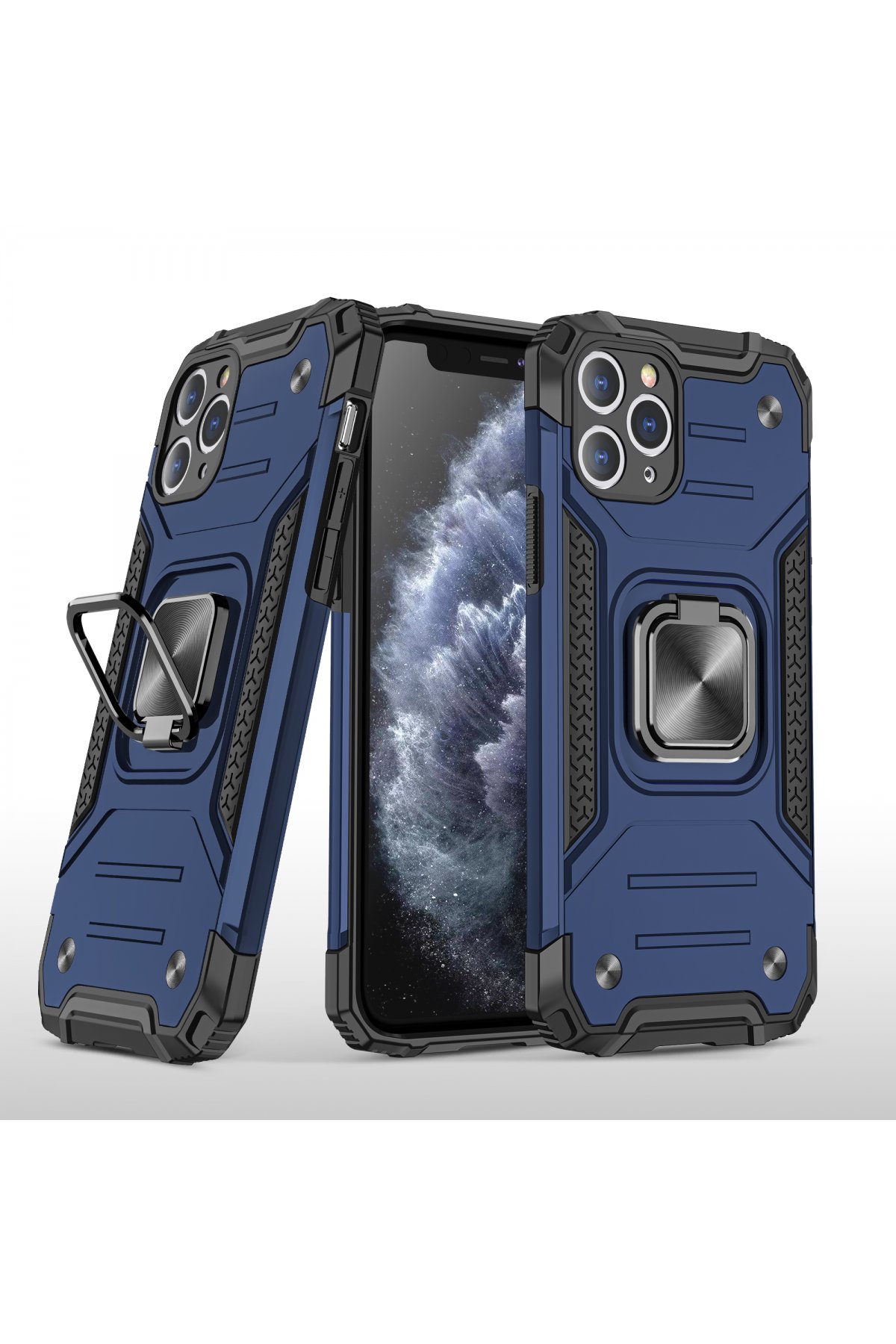  iPhone 11 Pro Kılıf Zegna Yüzüklü Silikon Kapak - Mavi
