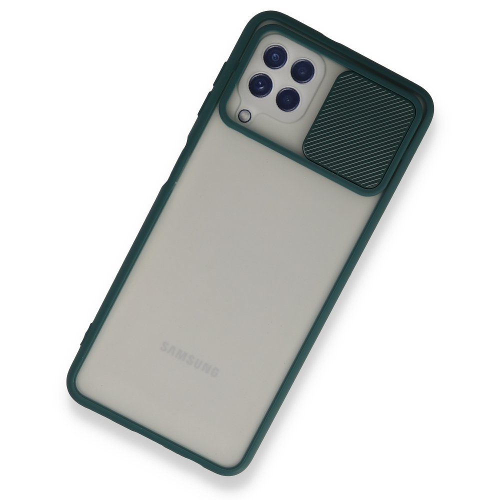  Samsung Galaxy A22 Kılıf Palm Buzlu Kamera Sürgülü Silikon - Yeşil