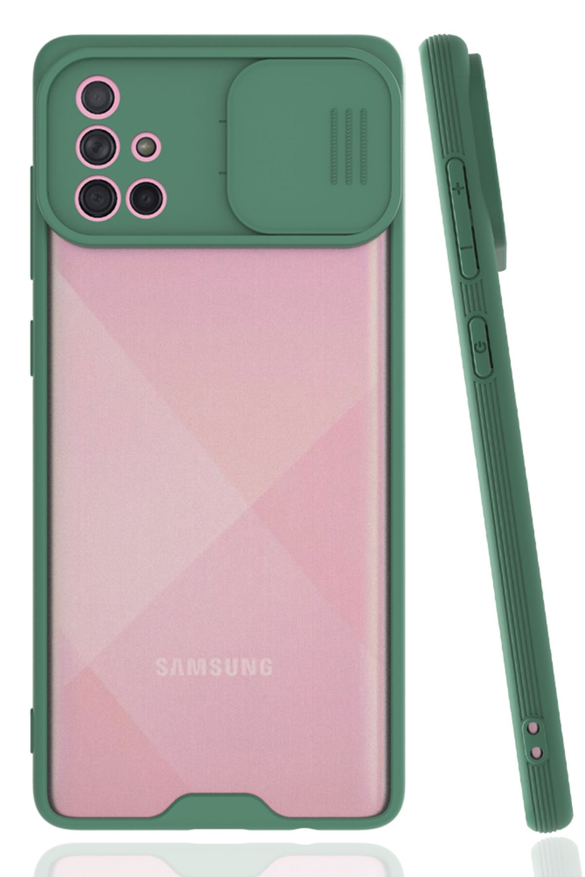  Samsung Galaxy A71 Kılıf Platin Kamera Koruma Silikon - Yeşil