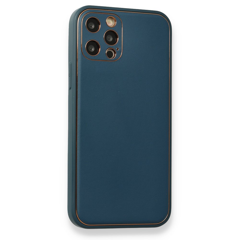  iPhone 12 Pro Max Kılıf Coco Deri Silikon Kapak - Mavi