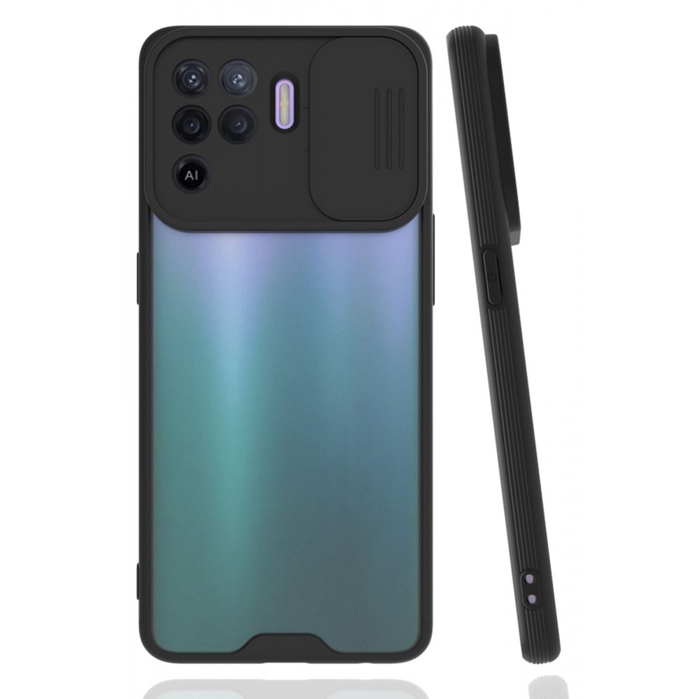  Oppo Reno 5 Lite Kılıf Platin Kamera Koruma Silikon - Siyah