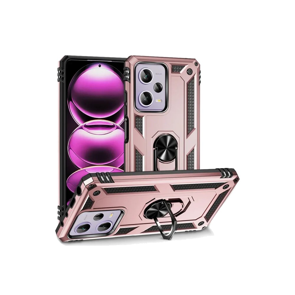 Redmi Note 12 5G Kılıf Sofya Yüzüklü Silikon Kapak - Rose