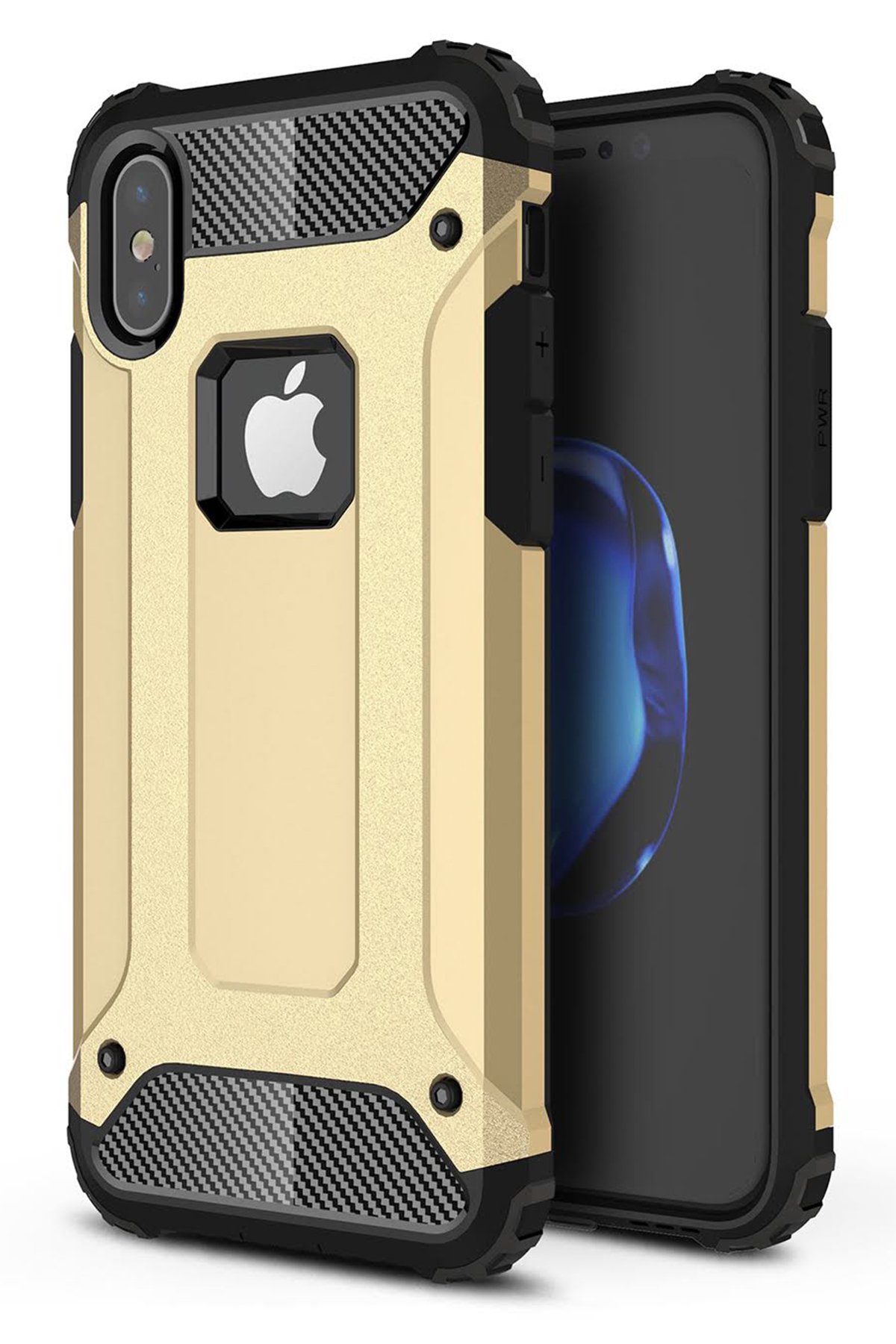 iPhone X Kılıf Tank Silikon Kapak - Gold  iPhone X Kılıf Tank Silikon Kapak - Gold