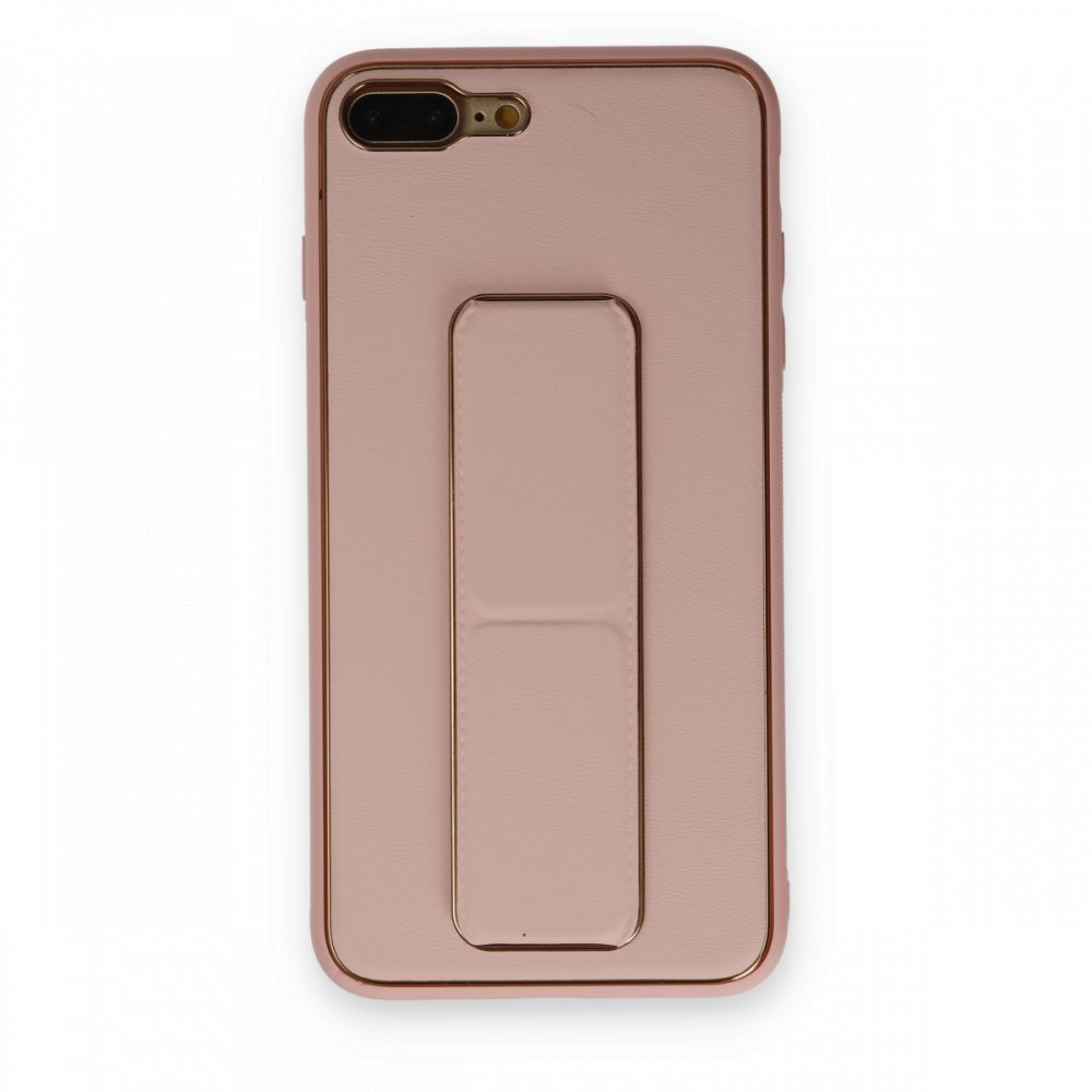  iPhone 8 Plus Kılıf Coco Deri Standlı Kapak - Pembe