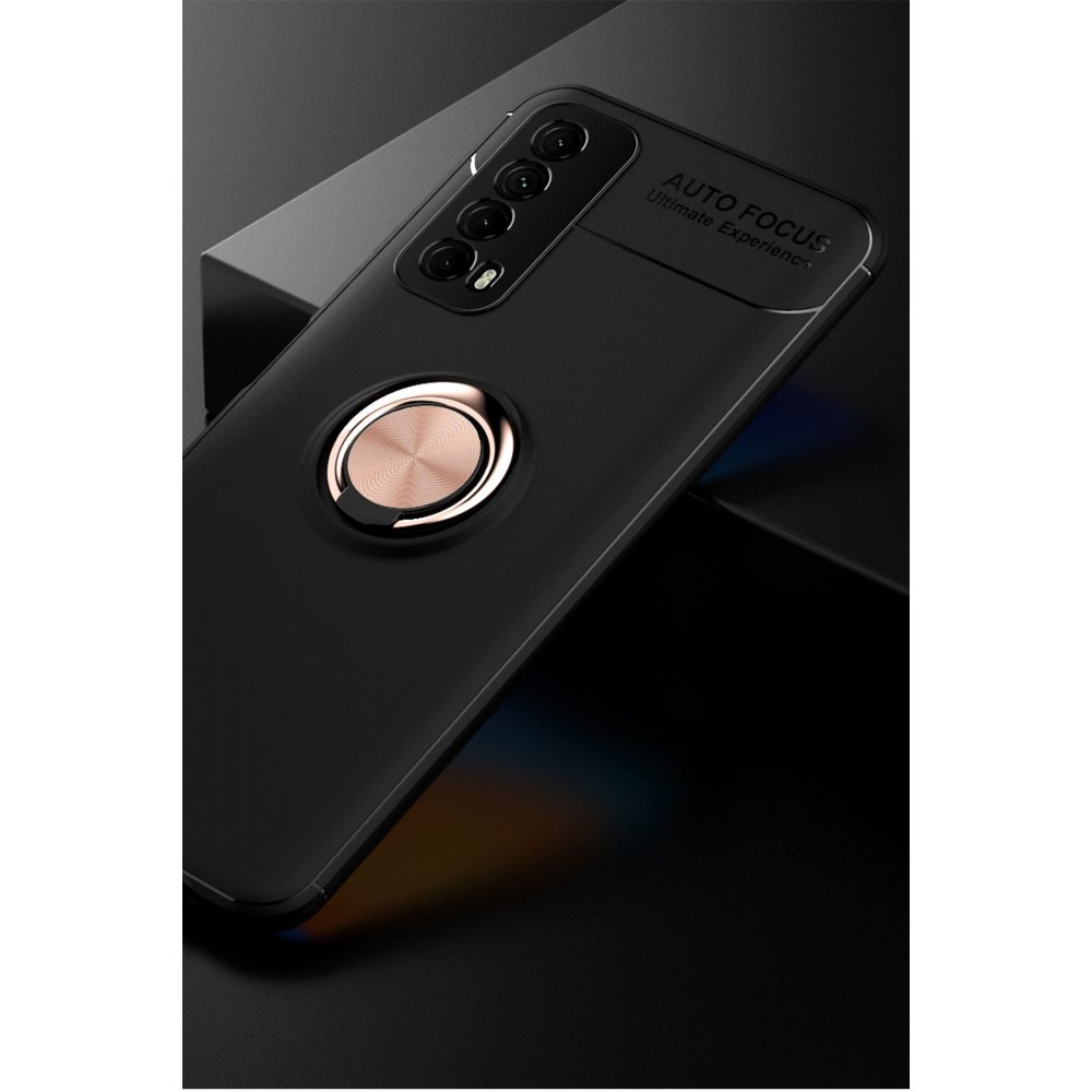 Huawei P Smart 2021 Kılıf Range Yüzüklü Silikon - Siyah-Gold  Huawei P Smart 2021 Kılıf Range Yüzüklü Silikon - Siyah-Gold