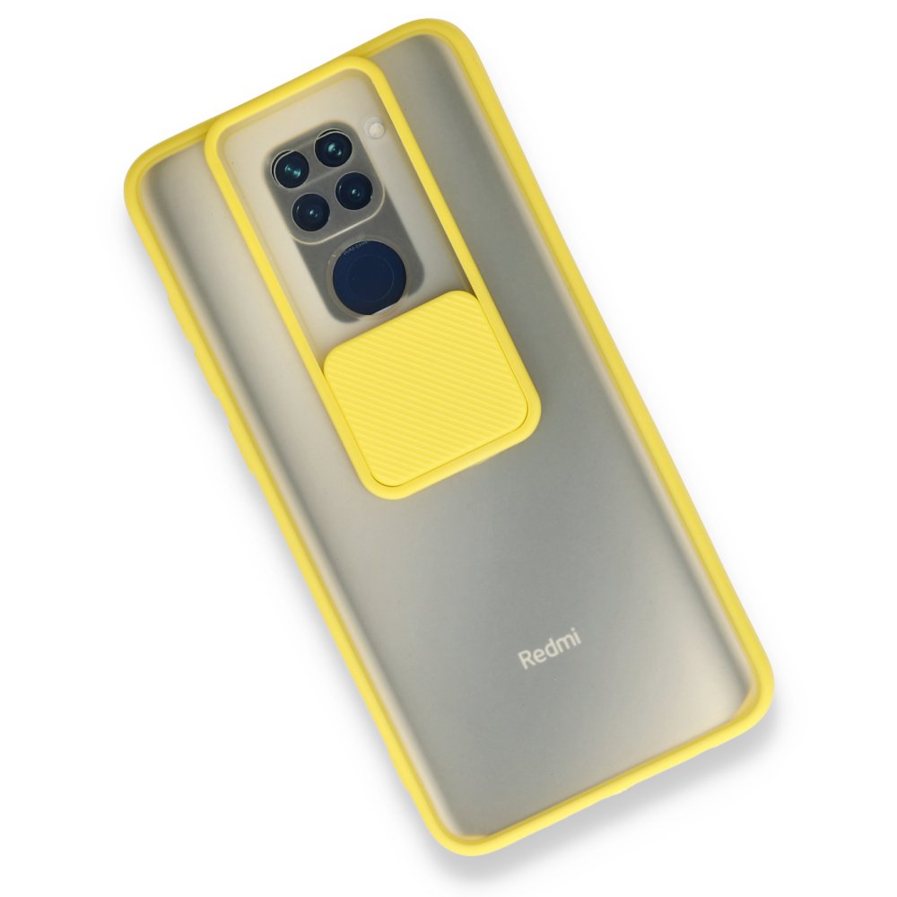 Redmi Note 9 Kılıf Palm Buzlu Kamera Sürgülü Silikon - Sarı