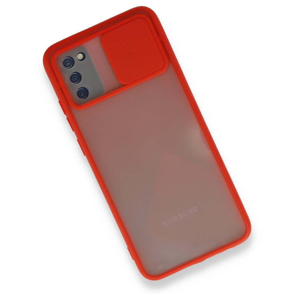  Samsung Galaxy A03S Kılıf Palm Buzlu Kamera Sürgülü Silikon - Kırmızı
