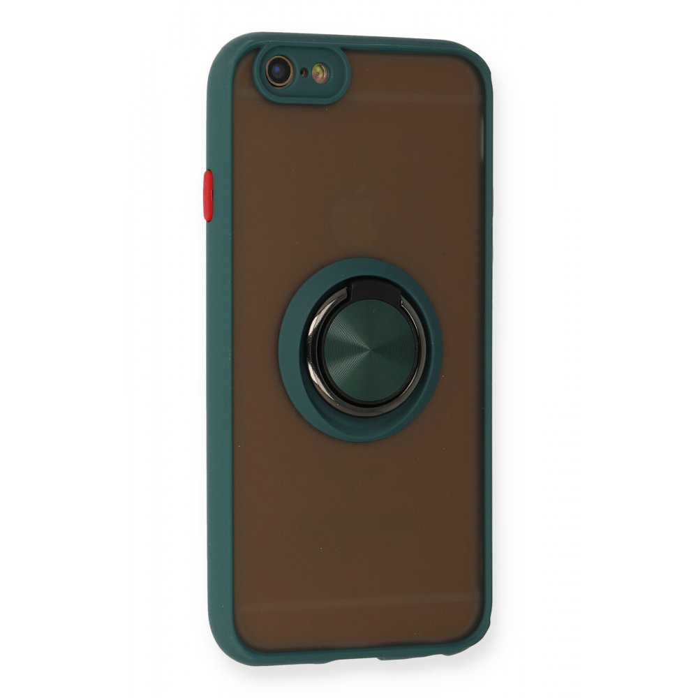 iPhone 6 Kılıf Montreal Yüzüklü Silikon Kapak - Yeşil  iPhone 6 Kılıf Montreal Yüzüklü Silikon Kapak - Yeşil