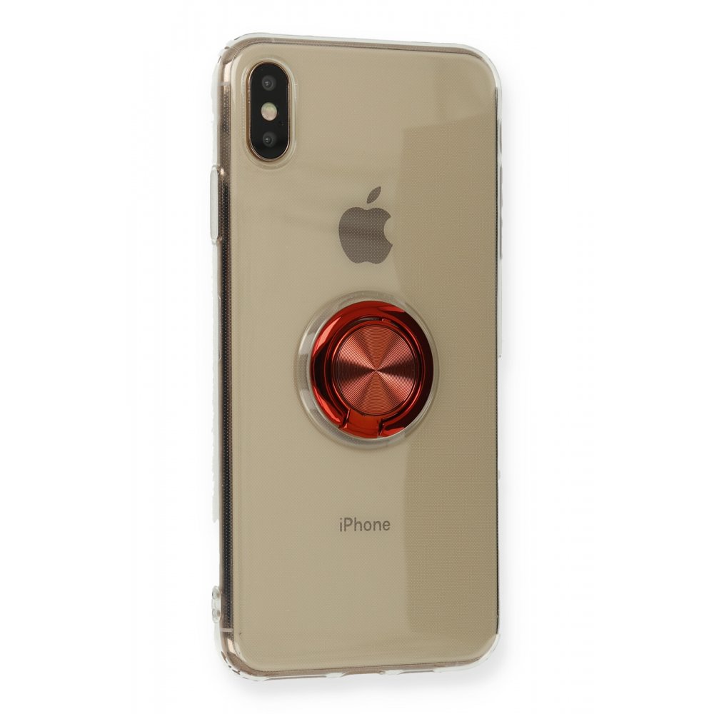 iPhone XS Max Kılıf Gros Yüzüklü Silikon - Kırmızı iPhone XS Max Kılıf Gros Yüzüklü Silikon - Kırmızı