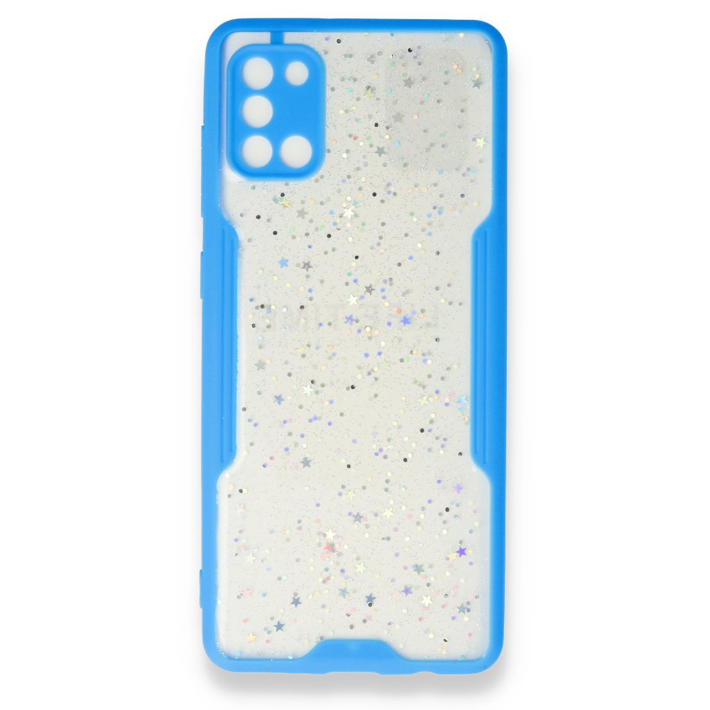  Samsung Galaxy A31 Kılıf Platin Simli Silikon - Mavi