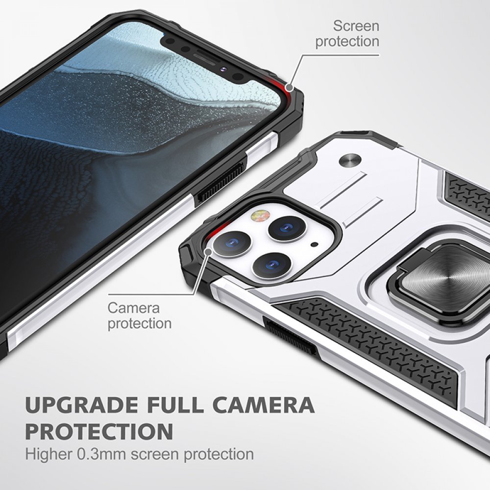  iPhone 13 Pro Kılıf Zegna Yüzüklü Silikon Kapak - Gümüş