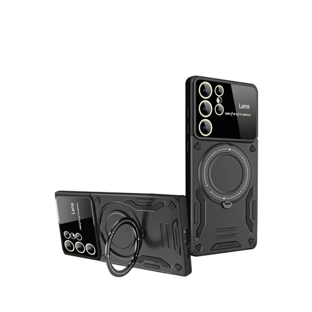  Samsung Galaxy S24 Ultra Kılıf Joy Lens Standlı Kapak - Siyah