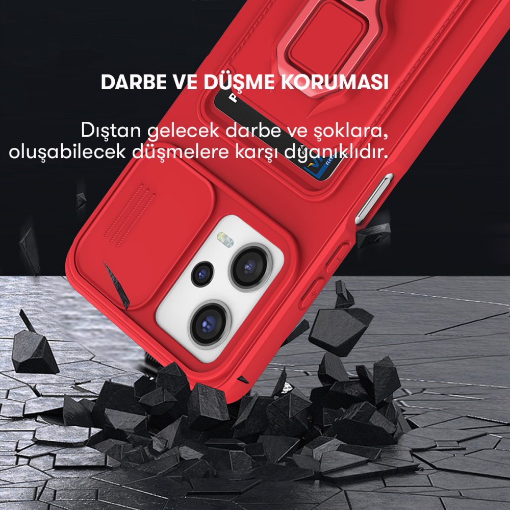 Redmi Note 12 Pro 5G Kılıf Zuma Kartvizitli Yüzüklü Silikon - Siyah