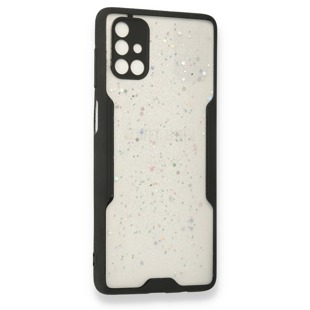  Samsung Galaxy M51 Kılıf Platin Simli Silikon - Siyah