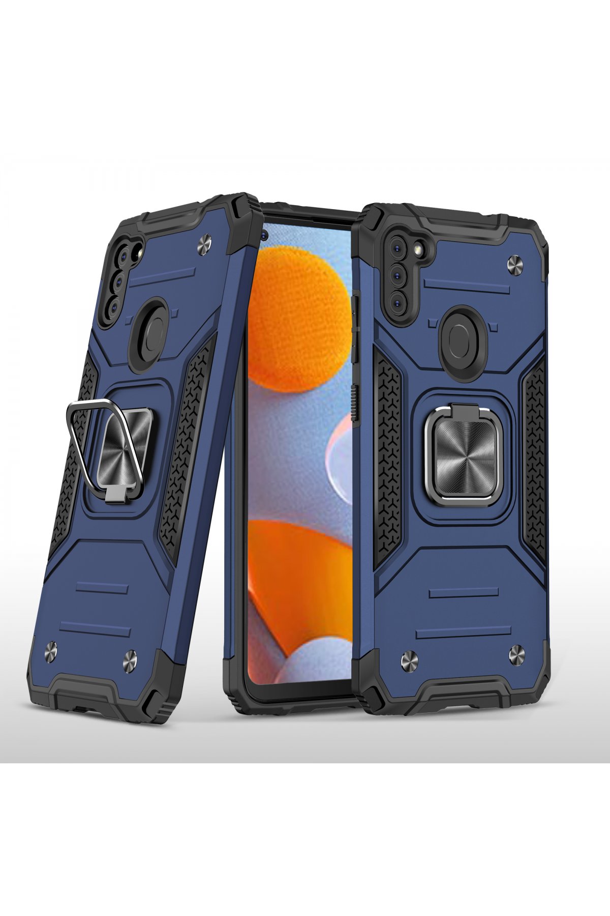  Samsung Galaxy M11 Kılıf Zegna Yüzüklü Silikon Kapak - Mavi
