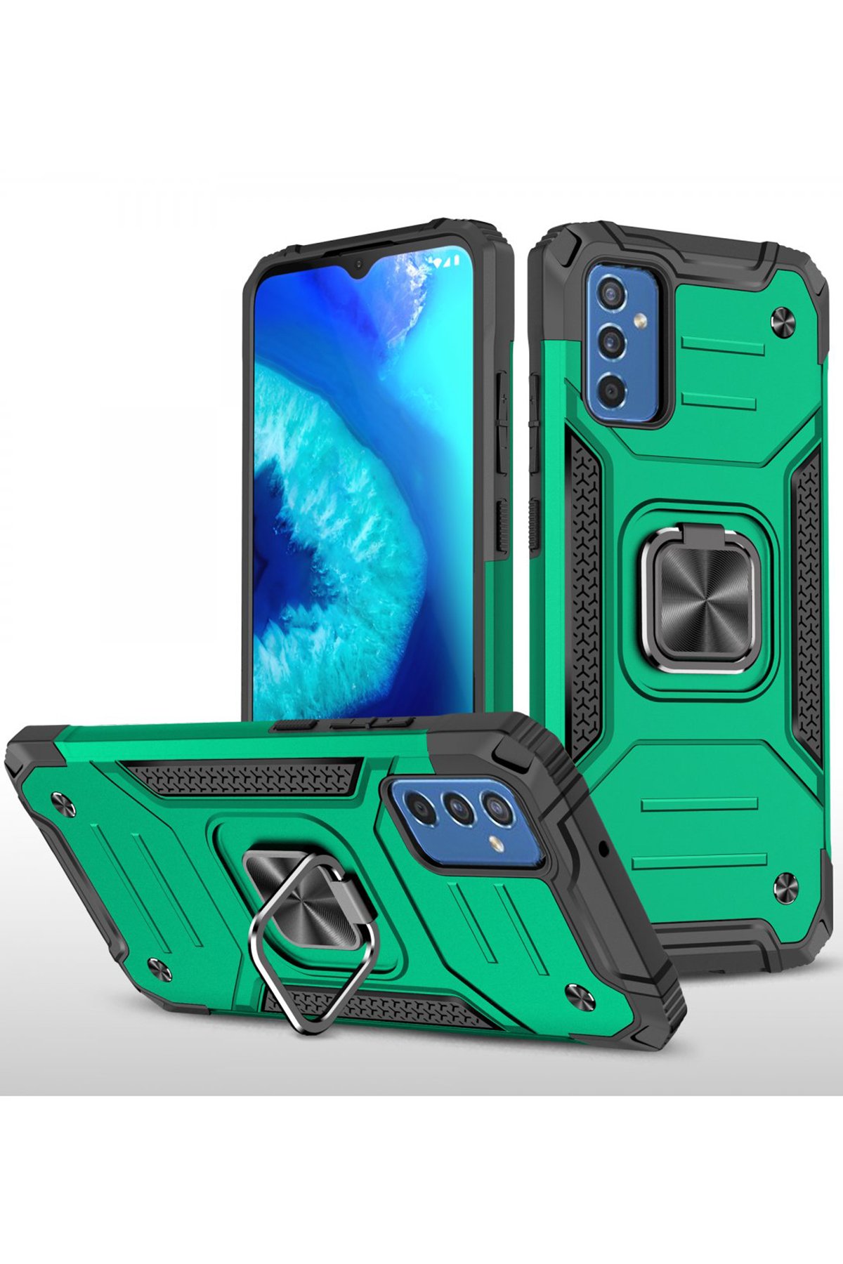  Samsung Galaxy M52 5G Kılıf Zegna Yüzüklü Silikon Kapak - Koyu Yeşil