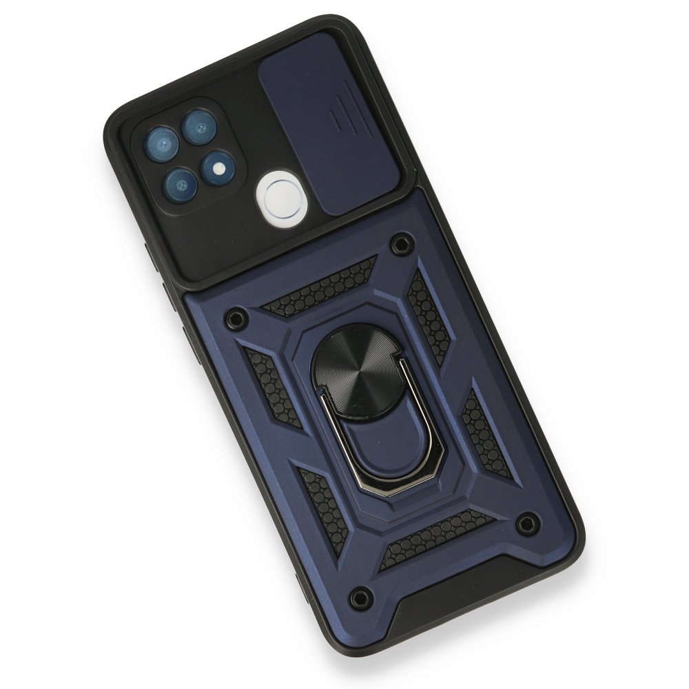  Oppo A15S Kılıf Pars Lens Yüzüklü Silikon - Lacivert