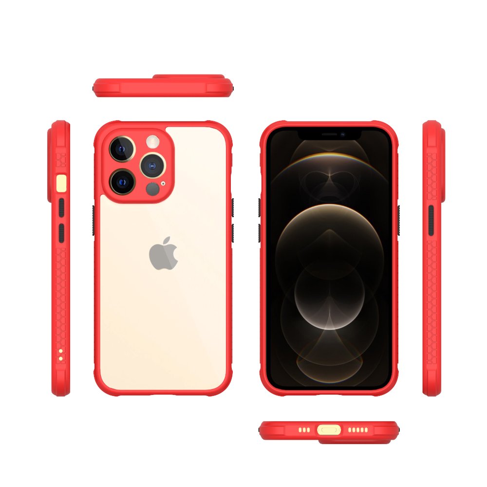  iPhone 13 Pro Kılıf Miami Şeffaf Silikon - Kırmızı