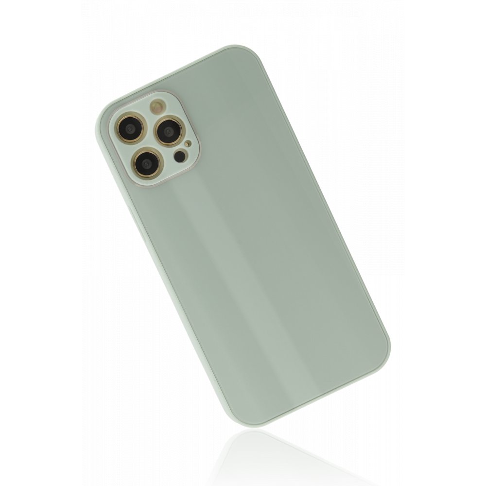  iPhone 12 Pro Max Kılıf Glass Kapak - Turkuaz