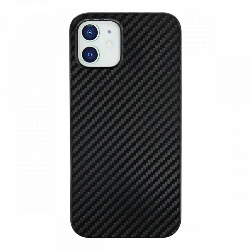  iPhone 12 Kılıf Karbon PP Silikon - Siyah