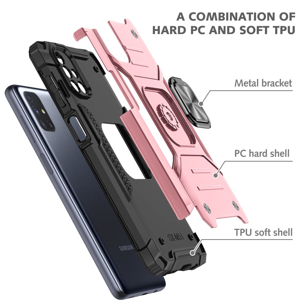 Samsung Galaxy M51 Kılıf Zegna Yüzüklü Silikon Kapak - Rose Samsung Galaxy M51 Kılıf Zegna Yüzüklü Silikon Kapak - Rose