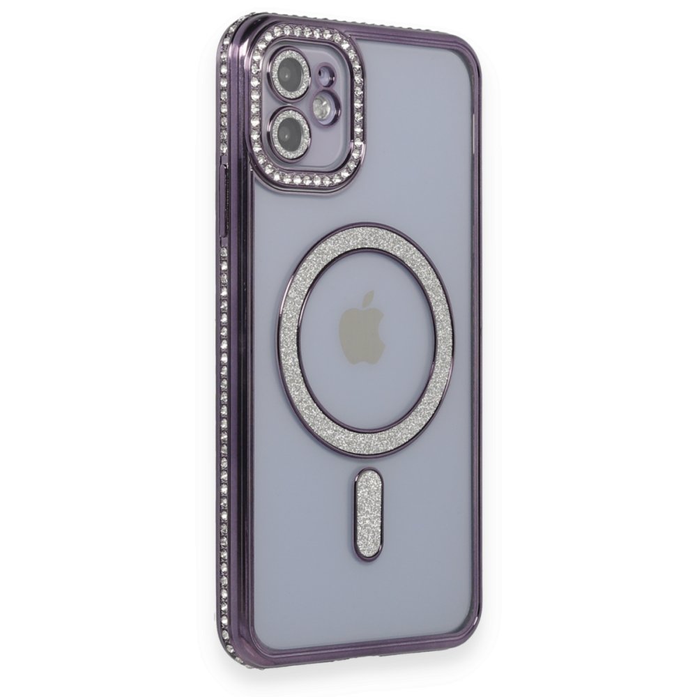  iPhone 11 Kılıf Joke Simli Magneticsafe Kılıf - Derin Mor